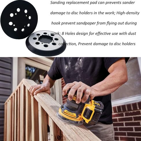 2 Pack 5 Inch 8 Hole Replacement Sander Pad for Dewalt DWE6423/6423K, DWE6421/6421K, DWE6421-B2, DWE6421-B3, DWE6421-BR, DCW210B - 5" Hook and Loop Sanding Backing Pad in Saudi Arabia