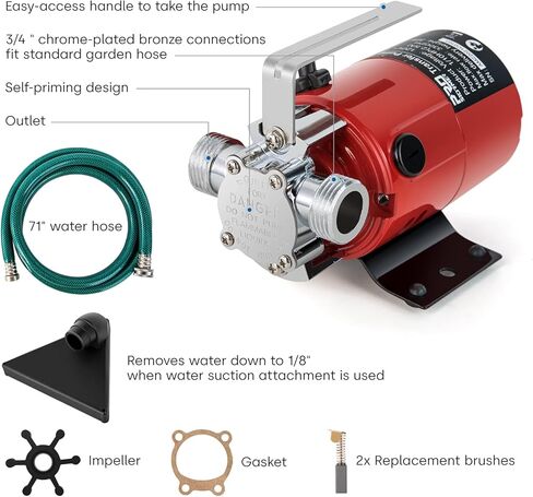Utility Pump, Prostormer 1/10HP 120V Mini Portable Electric Water Transfer Pump 330GPH Plumbing Equipment with Water Hose Kit Great for Yard, Garden, Pool Draining in Kuwait