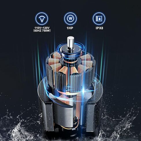 مضخة مياه PANRANO 1HP 3500 GPH مضخة مياه غاطسة محمولة لنقل المياه الكهربائية مع 8 ملحقات لتصريف حمام السباحة والحديقة والمنتجعات الصحية وحوض الاستحمام الساخن وبركة الفيضانات وساحة الطابق السفلي in Kuwait