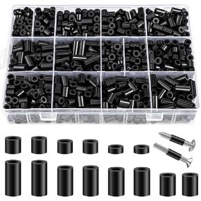 Neng-Q 1150 Pcs Electrical Outlet Screws Spacers,Black Nylon Round Spacer ID 3.2mm﹠4.2mm,OD 7mm, 3mm 5mm 6mm 8mm 10mm 12mm 15mm Length,Suitable for M3 M4 Screws Hardware Spacer Bracket in Kuwait