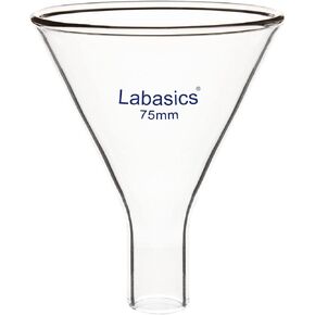 Labasics Glass Powder Funnel, Heavy Wall Borosilicate Glass Short Stem Funnel with 50 mm Top Height and 22 mm Stem Height