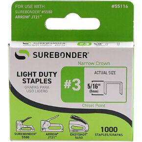 #3 Light Duty 5/16" Narrow Crown Staples - 1000 ct. in Kuwait