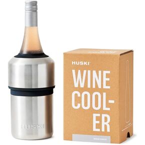 Huski Wine Chiller | Award Winning Iceless Design | Keeps Wine Cold up to 6 Hours | Wine Accessory | Next Generation Ice Bucket | Fits Some Champagne Bottles | Perfect Gift for Wine Lovers (Stainless)