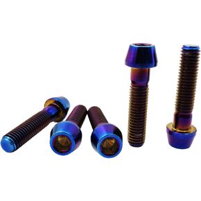 RISON Titanium Bolts Ti Bolt M6*1.0 * 15 Hex Tapered Socket Head 5Pcs Burnt Blue Titanium Hex Tapered Head Bolt Screw for Bike stem in Saudi Arabia