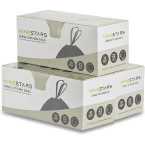 ناين ستارز كيس قمامة ابيض قوي للغاية مع رباط للاغلاق، 21 جالون. / 79 لتر، 30 قطعة، عبوة من 3 قطع in Kuwait
