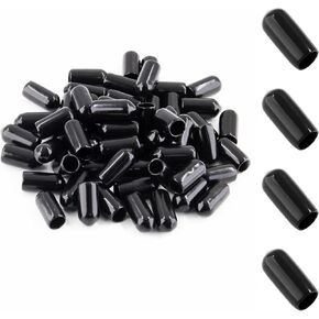 Suiwotin 60PCS Round Rubber End Caps 3/16 inch/5mm Screw Thread Protectors Round Tube Bolt Cap Cover Black Vinyl Tube Caps (Black, 5mm Inner Dia)