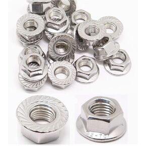 110pcs Flange Nut Thread Hardware Nuts, 304 Stainless Steel Serrated Flange Metric Hex Flange Nuts Bright Finish M3 M4 M5 M6 M8 M10 M12