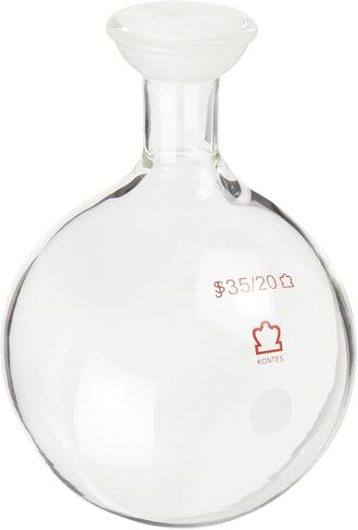Kimble Chase KIMAX 601050-0635 دورق تقطير سفلي دائري من زجاج البورسليكات، رقبة مفصل كروية 35/20، سعة 500 مل in Saudi Arabia