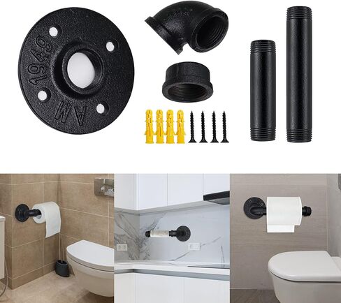 حامل ورق المرحاض ذو الأنابيب الصناعية، حامل ورق المرحاض الريفي، حامل مناديل ورقية من الحديد العتيق عالي التحمل in Kuwait