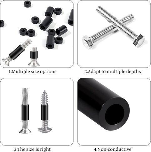 Neng-Q 1150 Pcs Electrical Outlet Screws Spacers,Black Nylon Round Spacer ID 3.2mm﹠4.2mm,OD 7mm, 3mm 5mm 6mm 8mm 10mm 12mm 15mm Length,Suitable for M3 M4 Screws Hardware Spacer Bracket in Kuwait