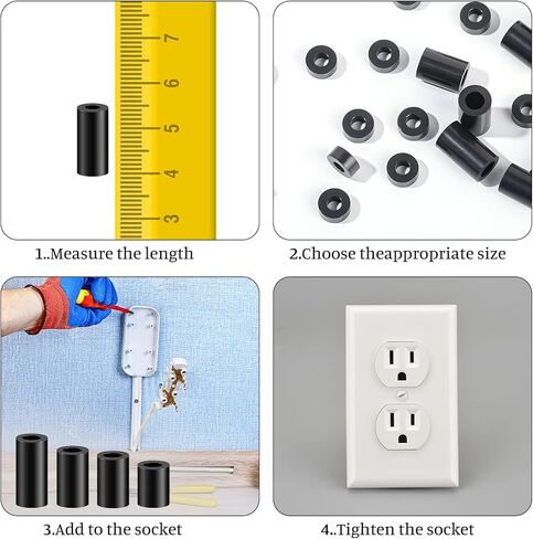 Neng-Q 1150 Pcs Electrical Outlet Screws Spacers,Black Nylon Round Spacer ID 3.2mm﹠4.2mm,OD 7mm, 3mm 5mm 6mm 8mm 10mm 12mm 15mm Length,Suitable for M3 M4 Screws Hardware Spacer Bracket in Kuwait