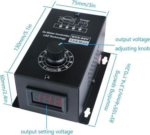 وحدة تحكم في سرعة المحرك بتيار مستمر PWM 6-90 فولت 15 أمبير للتحكم في محرك الفرشاة 1000 وات 16 كيلو هرتز in Kuwait
