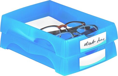 صينية عمل بصرية من نوبل باك - 10 عبوات من صينية التوزيع الضوئية القابلة للتكديس مع ملصق لنظارات Rx ونظارات القراءة والنظارات الشمسية (أزرق) in Kuwait