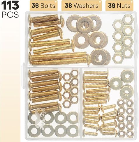 Mr. Pen- Bolts, Nuts, and Washer Assortment Kit, 113 pcs, Gold Nuts and Bolts Assortment Kit, Assorted Nuts and Bolts, Nut Bolt and Washer Assortment, Bolt and Nut Assortment in Saudi Arabia