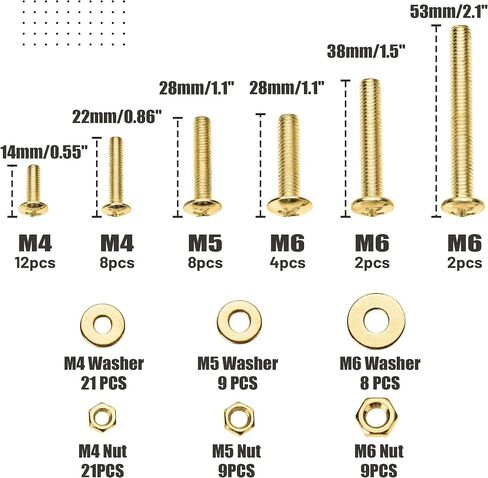 Mr. Pen- Bolts, Nuts, and Washer Assortment Kit, 113 pcs, Gold Nuts and Bolts Assortment Kit, Assorted Nuts and Bolts, Nut Bolt and Washer Assortment, Bolt and Nut Assortment in Saudi Arabia