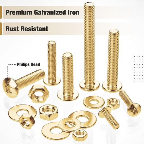 Mr. Pen- Bolts, Nuts, and Washer Assortment Kit, 113 pcs, Gold Nuts and Bolts Assortment Kit, Assorted Nuts and Bolts, Nut Bolt and Washer Assortment, Bolt and Nut Assortment in Saudi Arabia