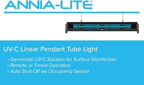 ANNIA-LITE تركيبات إضاءة للأشعة فوق البنفسجية خطية معلقة على شكل أنبوب مصباح إضاءة للأشعة فوق البنفسجية للغرفة العلوية للتطبيقات الطبية والصناعية والمكاتب والتجارية، 2 قدم، 40 وات، فضي غير لامع in Kuwait
