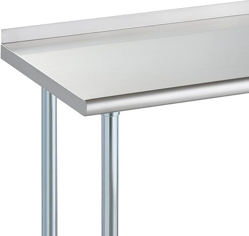 طاولة روك بوينت من الفولاذ المقاوم للصدأ للإعداد والعمل مقاس 72 × 24 بوصة مع عجلات دوارة، طاولة تجارية شديدة التحمل من NSF مع رف سفلي وبلاش باكسبلاش للمطعم والمنزل والفندق in Kuwait