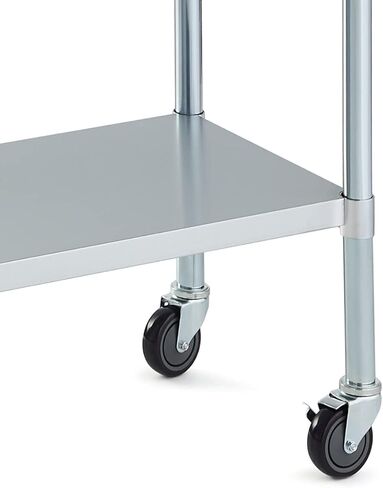 طاولة روك بوينت من الفولاذ المقاوم للصدأ للإعداد والعمل مقاس 72 × 24 بوصة مع عجلات دوارة، طاولة تجارية شديدة التحمل من NSF مع رف سفلي وبلاش باكسبلاش للمطعم والمنزل والفندق in Kuwait