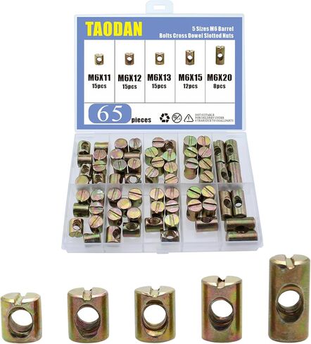 TAODAN 65 قطعة متري M6x11 M6x12 M6x13 M6x15 M6x20 صواميل بفتحة متقاطعة للأسرة والكراسي in Saudi Arabia