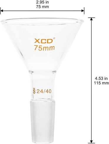 XCD Glass Funnel, Borosilicate Glass Filter Funnel Short Stem Powder Funnel with 24/40 Inner Joint (OD 50 mm) Lab Glass Powder Funnel in Kuwait