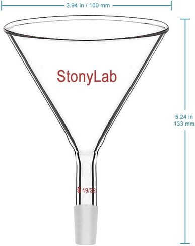 StonyLab Glass Short Stem Powder Funnel with 100 mm Top O.D. and 19/22 Inner Joint Filter Funnel Glass Funnel in Saudi Arabia