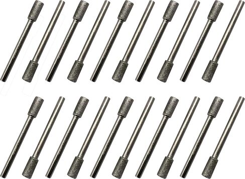 20Pcs Diamond Grinding Bits, 5mm Cylinder Head, 3mm Shank, 45mm Long Diamond Coated Burr Mounted Point in Kuwait
