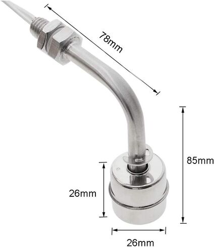 YXQ Angle Float Switch Stainless Steel NO NC Adjustable Water Level Sensor Fish Tank L Shaped Side Mounted M10x1.5mm,DC100V in Saudi Arabia