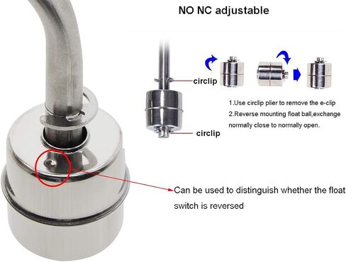 YXQ Angle Float Switch Stainless Steel NO NC Adjustable Water Level Sensor Fish Tank L Shaped Side Mounted M10x1.5mm,DC100V in Saudi Arabia