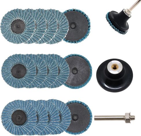 قرص رفرف GDFYMI، قرص طحن مقاس 2 بوصة، ملحقات مطحنة القالب، قرص سنفرة مسطح من الزركونيا 40 60 80 حبيبة، قرص رفرف سريع التغيير لمطحنة الزاوية مع حامل وسادة قرص عرقوب 1/4 بوصة (15 قطعة) in Kuwait