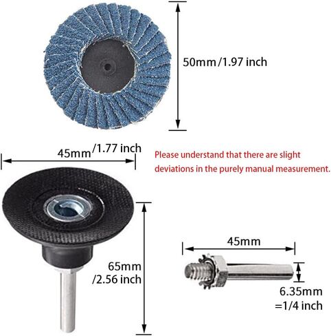 قرص رفرف GDFYMI، قرص طحن مقاس 2 بوصة، ملحقات مطحنة القالب، قرص سنفرة مسطح من الزركونيا 40 60 80 حبيبة، قرص رفرف سريع التغيير لمطحنة الزاوية مع حامل وسادة قرص عرقوب 1/4 بوصة (15 قطعة) in Kuwait