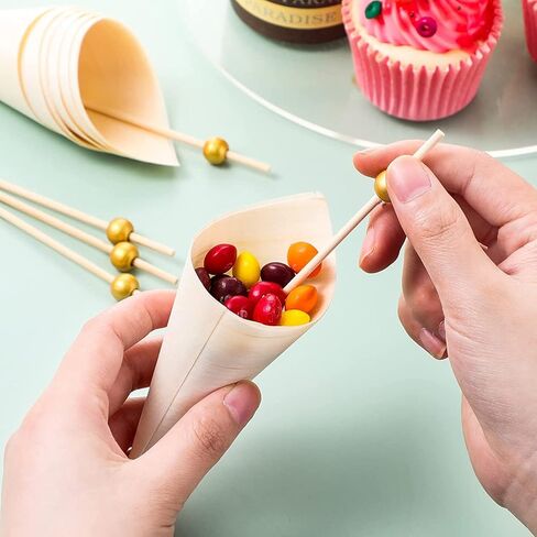 حامل مخروطي خشبي بسعة 40 فتحة من بي سي سي اي زد يو، حامل مخاريط الطعام والايس كريم والوافل والوجبات الخفيفة والشاركوتيري والحلوى والسوشي لحفلات اعياد الميلاد وحفلات الزفاف والمطاعم والبوفيهات، 11.8 in Kuwait