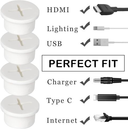 AccEncyc 12 Pcs Cable Cord Grommet Silicone Cable Grommet 3/4" Wire Hole Cover Cable Management Wire Organizer Cable Pass Through Desk Grommet for Table, Computer Desk, Office, Home in Kuwait