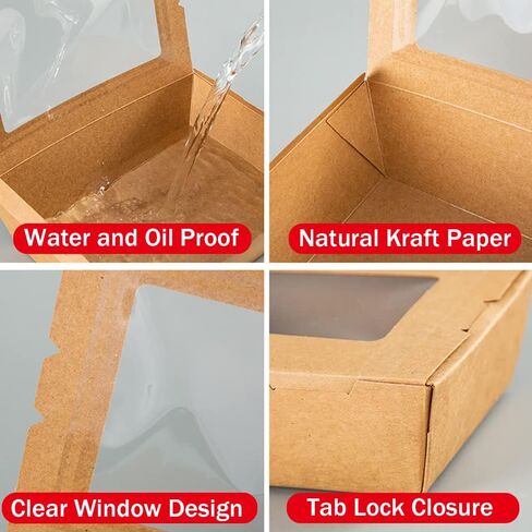 علب طعام قابلة للاستخدام مرة واحدة من سيزويكس مع نافذة، 40 اونصة، علب طعام ورقية بلون بني للاستعمال مرة واحدة، صناديق طعام كرافت للوجبات الغذائية والمطاعم والمطاعم والحفلات ومنضدة الامتياز والنزهات in Kuwait