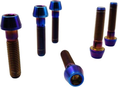 RISON Titanium Bolts Ti Bolt M6*1.0 * 15 Hex Tapered Socket Head 5Pcs Burnt Blue Titanium Hex Tapered Head Bolt Screw for Bike stem in Kuwait