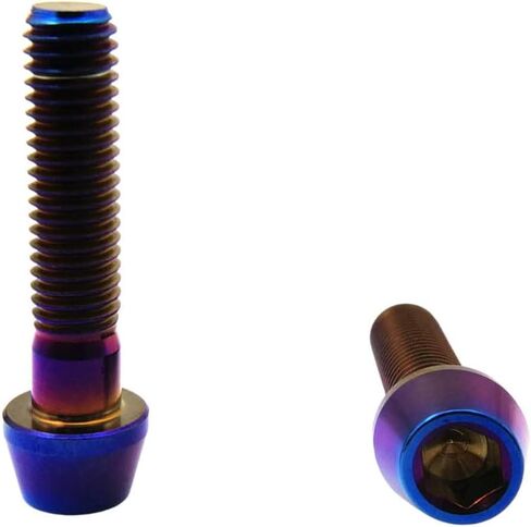 RISON Titanium Bolts Ti Bolt M6*1.0 * 15 Hex Tapered Socket Head 5Pcs Burnt Blue Titanium Hex Tapered Head Bolt Screw for Bike stem in Kuwait