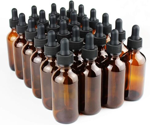 24 عبوة من زجاجات بقطارة بسعة 59 مل، زجاجات عنبر زجاجية مع قطارة للعينين، زجاجات سفر مضادة للتسرب لمستحضرات التجميل السائلة (60 مل) in Kuwait