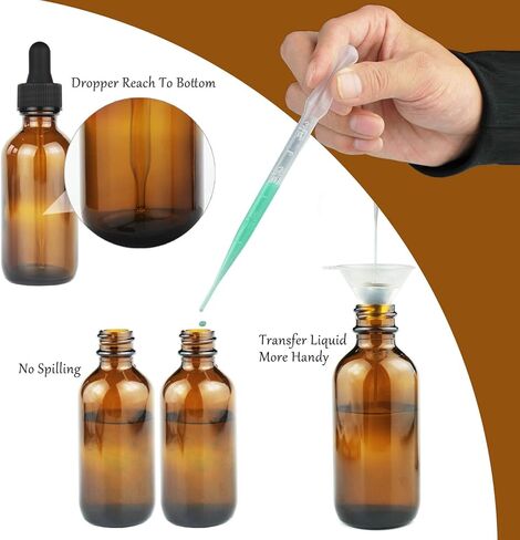 24 عبوة من زجاجات بقطارة بسعة 59 مل، زجاجات عنبر زجاجية مع قطارة للعينين، زجاجات سفر مضادة للتسرب لمستحضرات التجميل السائلة (60 مل) in Kuwait