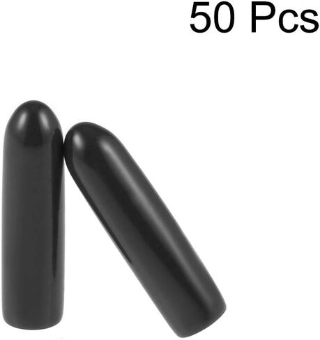 50 قطعة من أغطية نهاية مطاطية من Uxcell 9.5 مم معرف الفينيل أنبوب دائري غطاء غطاء مسمار لولبي أسود in Kuwait