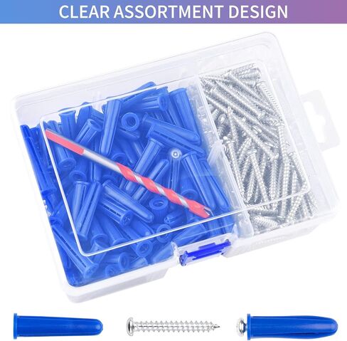 مجموعة المراسي والمسامير الخرسانية، 100 قطعة من مثبتات البناء و100 قطعة من براغي البناء مع قطعة واحدة من اللقمة المقابلة، ومراسي مخروطية زرقاء ومسامير ذاتية اللولبة لجدار الطوب الخرساني الجص in Kuwait