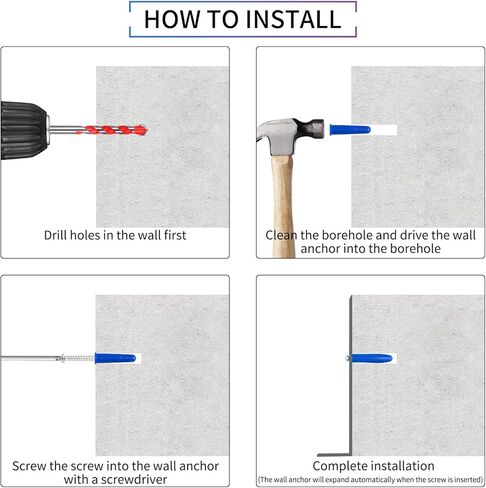 مجموعة المراسي والمسامير الخرسانية، 100 قطعة من مثبتات البناء و100 قطعة من براغي البناء مع قطعة واحدة من اللقمة المقابلة، ومراسي مخروطية زرقاء ومسامير ذاتية اللولبة لجدار الطوب الخرساني الجص in Kuwait
