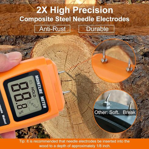 Moisture Meter For Wood, Wood Moisture Meter Firewood Moisture Meter Moisture Meter For Lumber, Digital Moisture Detector,Pin-Type Water Leak Detector Damp Tester For Wood Firewood Paper Floor-Yellow in Kuwait