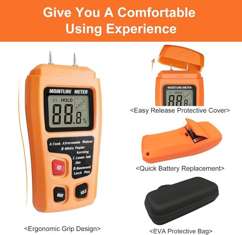 Moisture Meter For Wood, Wood Moisture Meter Firewood Moisture Meter Moisture Meter For Lumber, Digital Moisture Detector,Pin-Type Water Leak Detector Damp Tester For Wood Firewood Paper Floor-Yellow in Kuwait