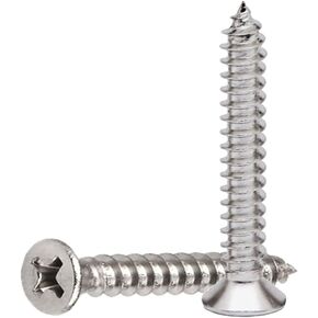 # 4 × 3/8 بوصة برغي خشب فيليبس برأس مسطح من الفولاذ المقاوم للصدأ 100 قطعة من براغي الصفائح المعدنية، براغي ذاتية اللصق سريعة، لمسة نهائية سادة in Kuwait