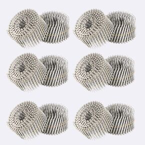 1200 Count Stainless Steel Coil Roofing Ring Shank Siding Nails 15-Degree Collated Wire Coil 1-1/2 Inch, 0.09 Inch Ring Shank, Small Cap Coil Stud Siding Nails