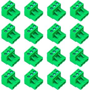 Keszoox 6 Pack 5.08mm Pitch Green Phoenix Type Connector 3 Pin PCB Screw Terminal Block