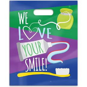 Practicon 11098204 نحن نحب ابتسامتك 8 × 10 أكياس رعاية المرضى بأربعة ألوان - 100 عبوة in Kuwait
