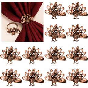 Turkey Napkin Rings Set of 12, Thanksgiving Napkin Ring Holders Rustic Vintage Metal Napkin Ring for Fall Autumn Thanksgiving Harvest Dinner Table Settings Decoration in Saudi Arabia
