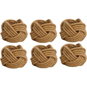 Kaizen Casa Set of 6 Classic Braided Jute Burlap Napkin Rings (Cream, 6) in Kuwait