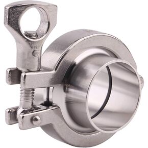 DERNORD Stainless Steel Tri-clamp (1/2 inch Tri-clover Clamp) + 2 Pcs SUS304 Sanitary Pipe Weld Ferrule + FKM Gasket (1/2 Inch) in Kuwait